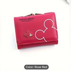 Trendy Cartoon Mouse Pattern Wallet, Trifold Coin Purse with Credit Card Holder
